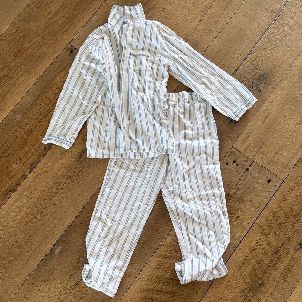 Petite Plume kids blue striped pajamas
